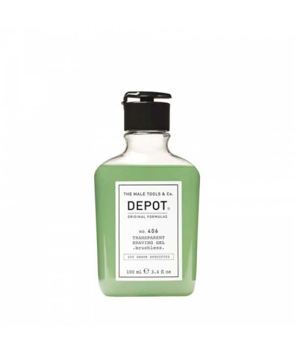 DEPOT no. 406 TRANSPARENT SHAVING GEL .brushless Прозрачен гел за бръснене .без четка 100 ml